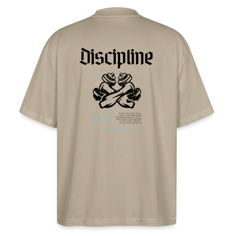 "Discipline" Oversized Premium Tee Black Backprint - stone