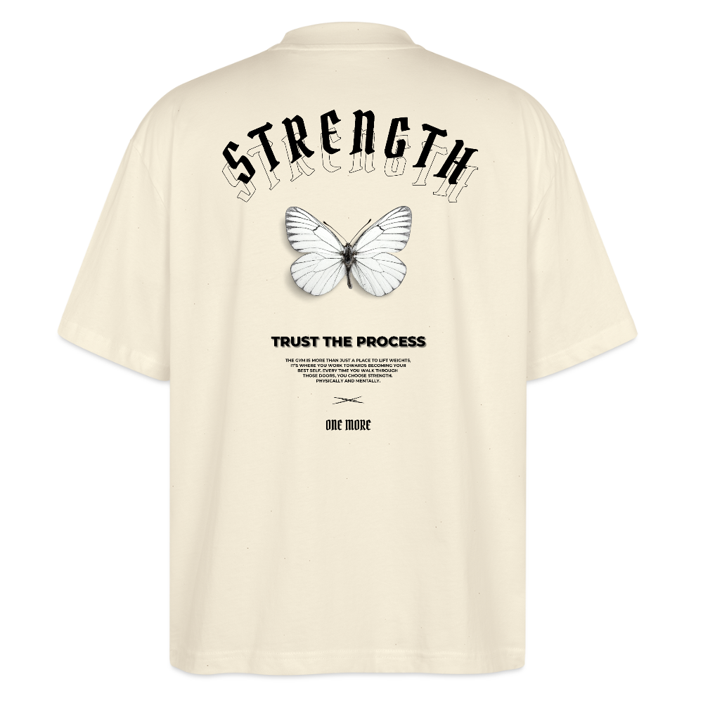 "Strength" Oversized Premium Tee Black Backprint - natural raw