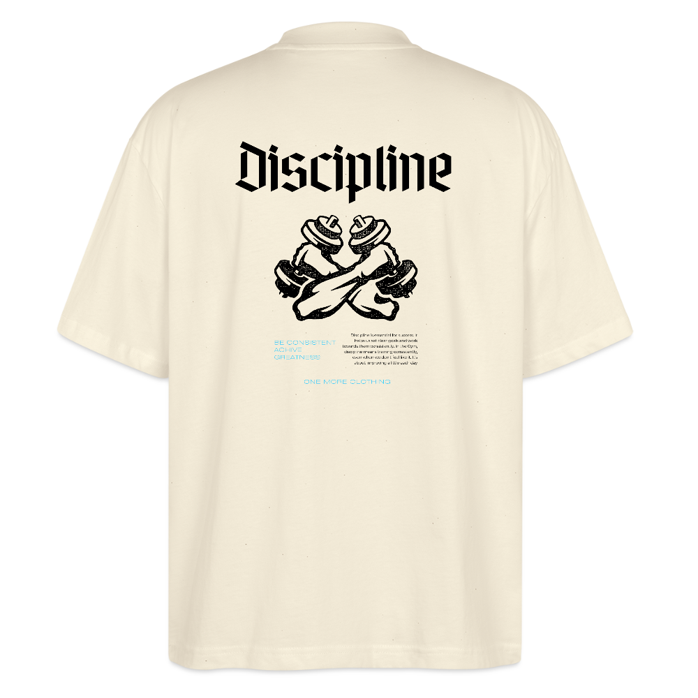 "Discipline" Oversized Premium Tee Black Backprint - natural raw
