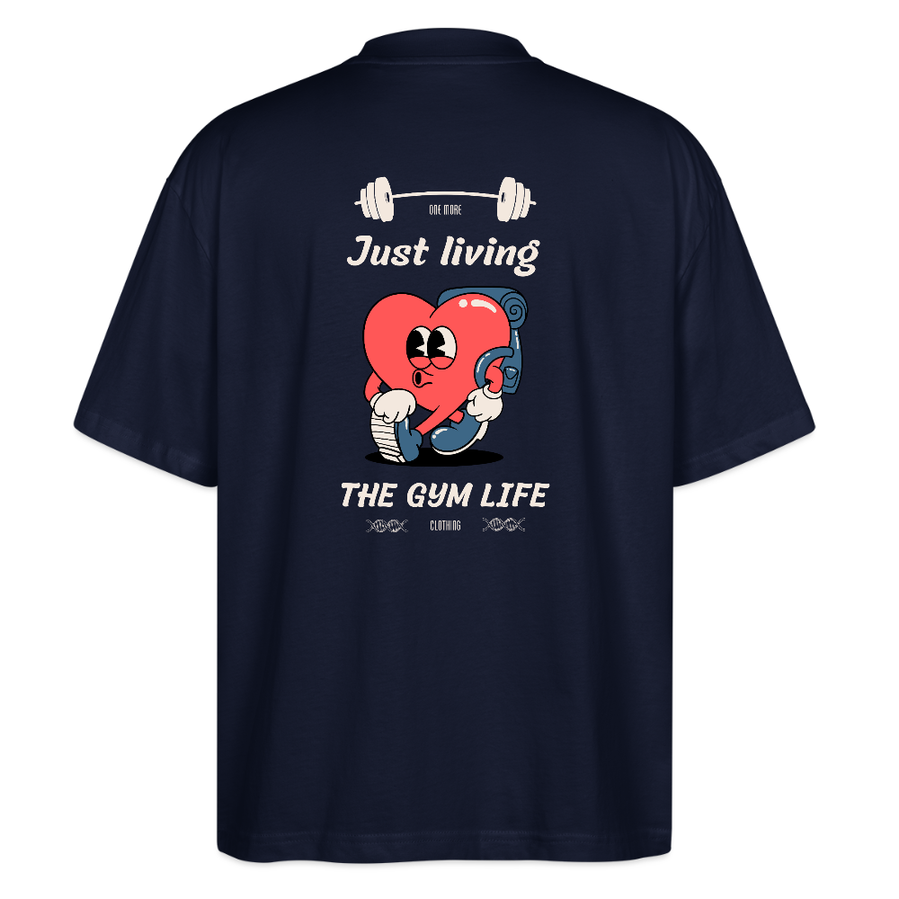 "GYM Life" Oversized Premium Tee Beige Backprint - navy