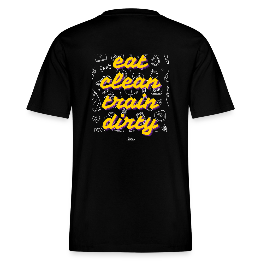 "Eat Clean Train Dirty" Premium Tee White Backprint - black