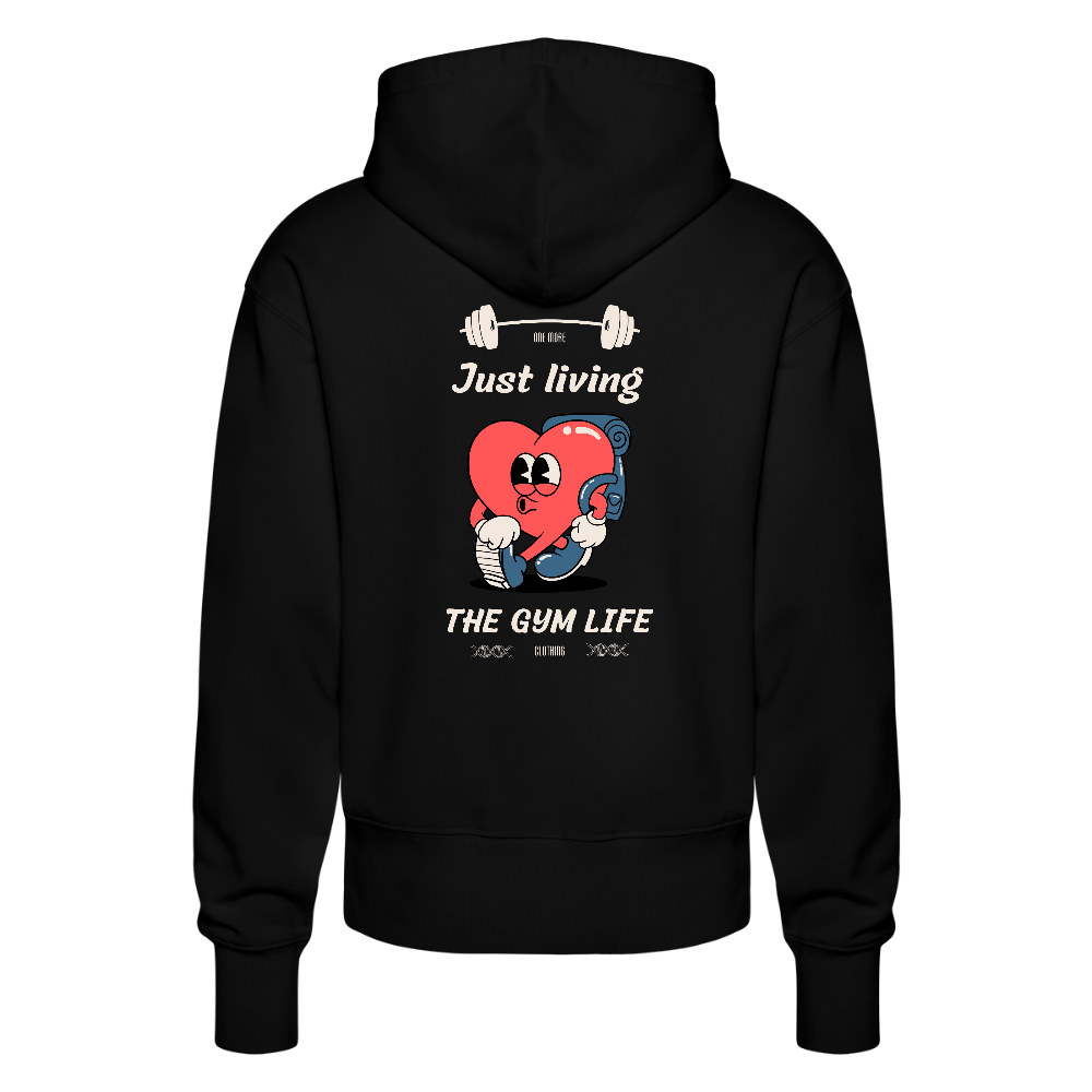 "GYM Life" Premium Hoodie Beige Backprint - black