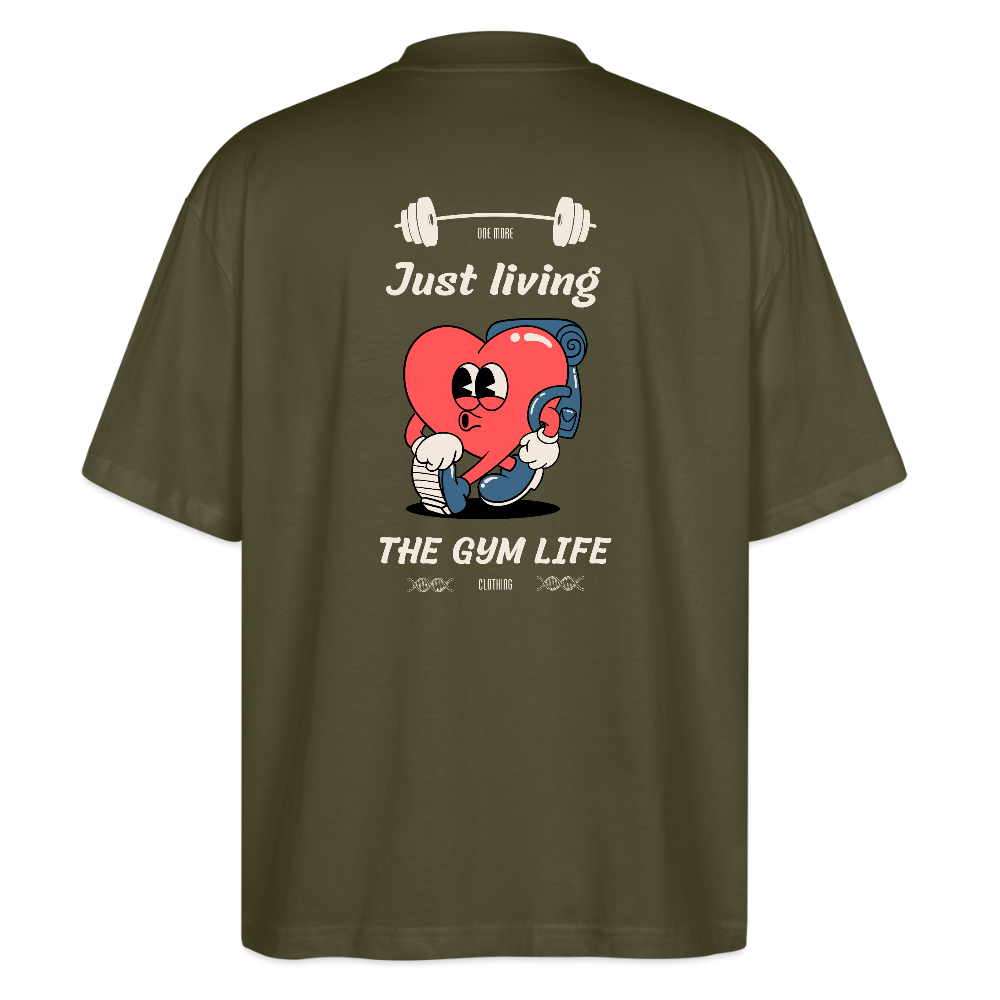 "GYM Life" Oversized Premium Tee Beige Backprint - khaki