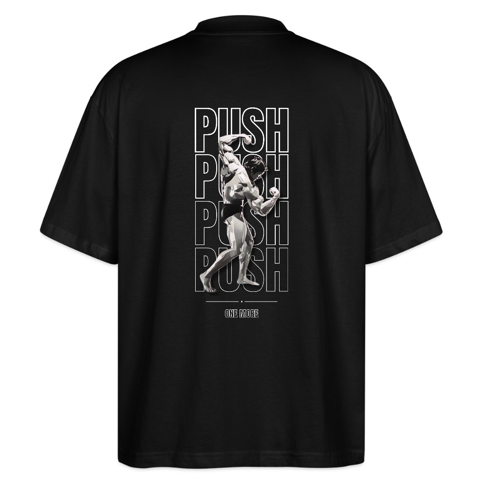 "PUSH" Oversize Premium Tee White Backprint - black