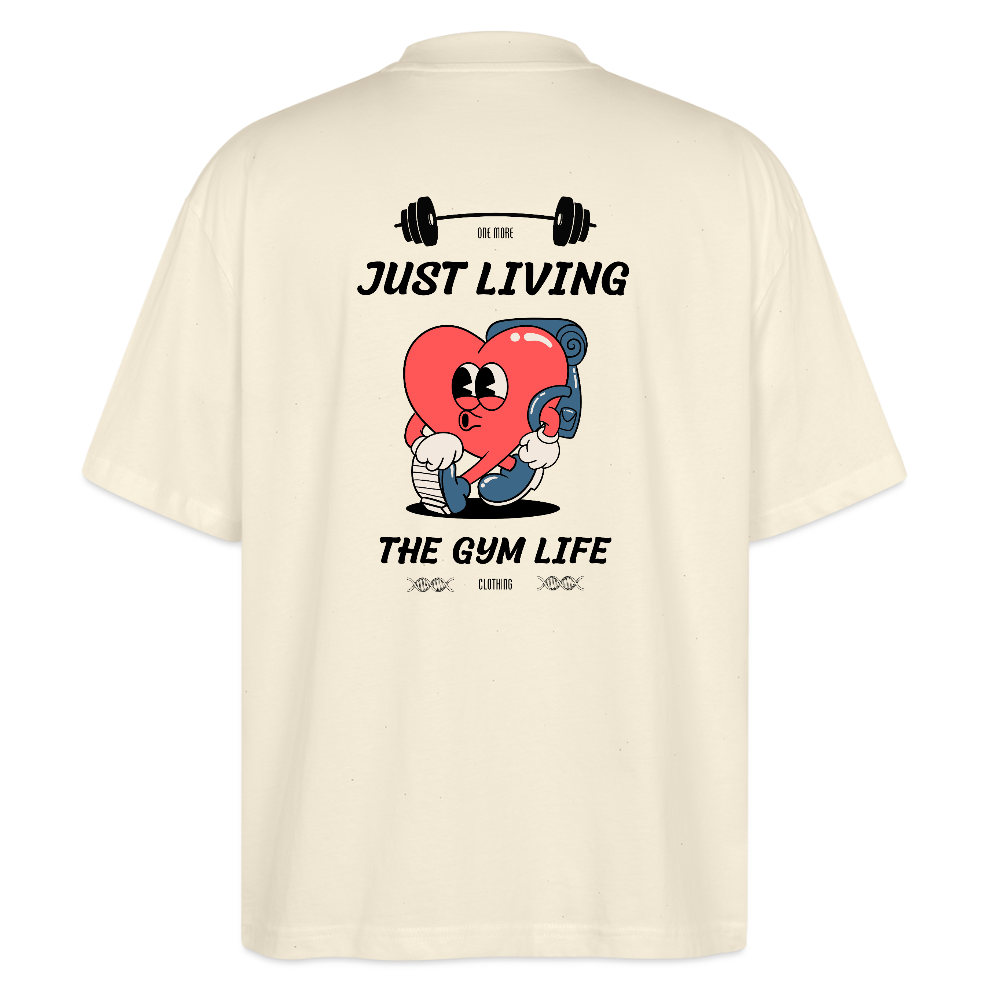 "GYM Life" Oversized Premium Tee Black Backprint - natural raw