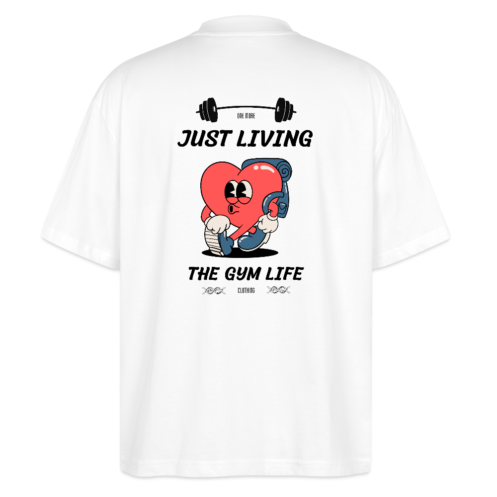 "GYM Life" Oversized Premium Tee Black Backprint - white