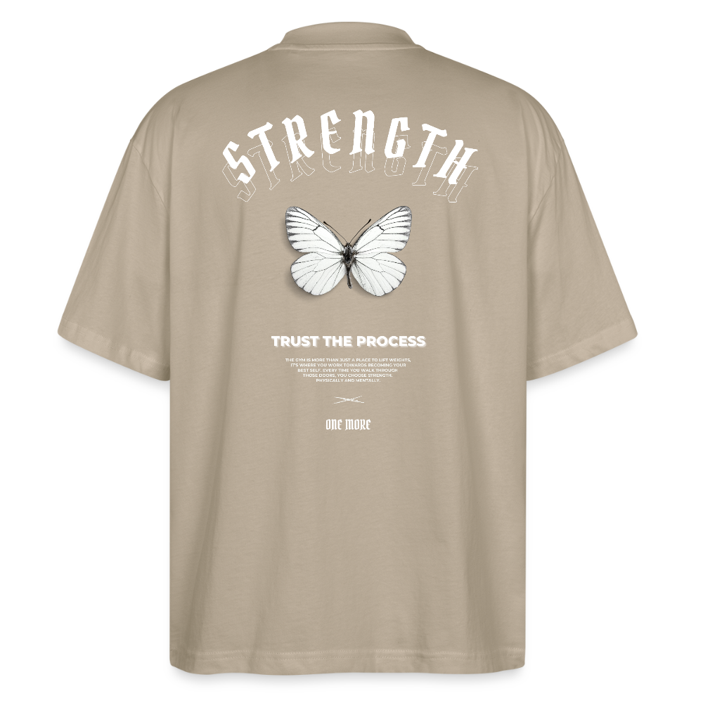 "Strength" Oversized Premium Tee White Backprint - stone