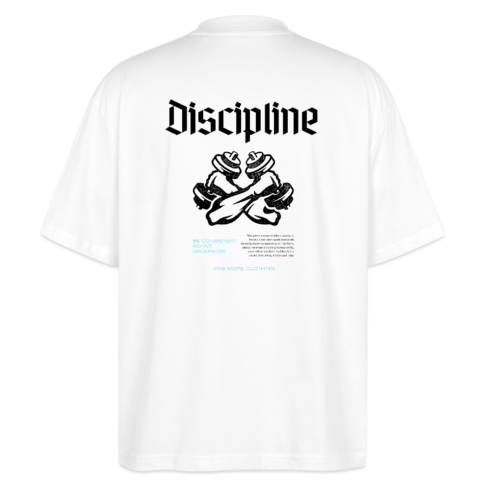 "Discipline" Oversized Premium Tee Black Backprint - white