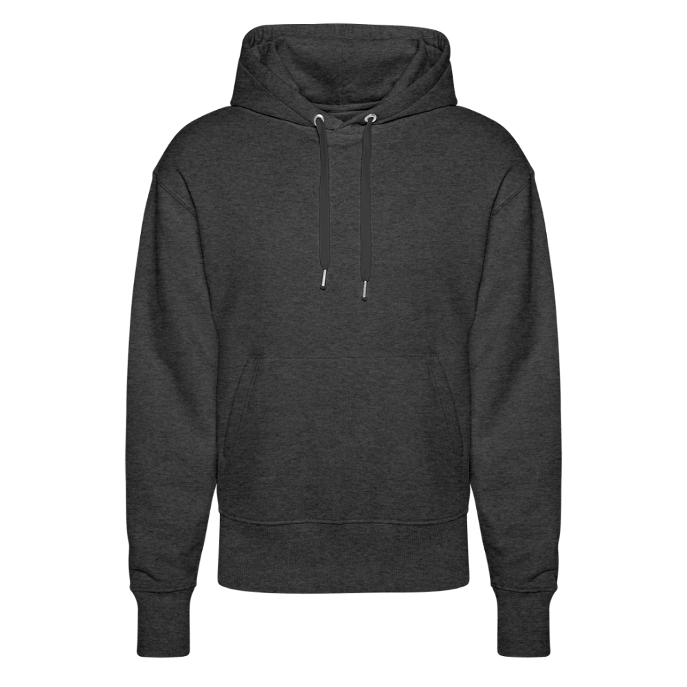 "Discipline" Premium Hoodie White Backprint - dark heather grey