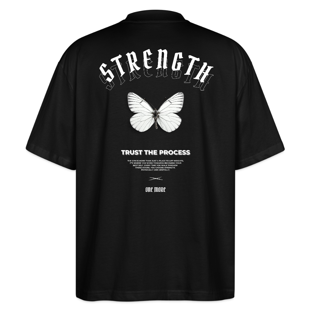 "Strength" Oversized Premium Tee White Backprint - black