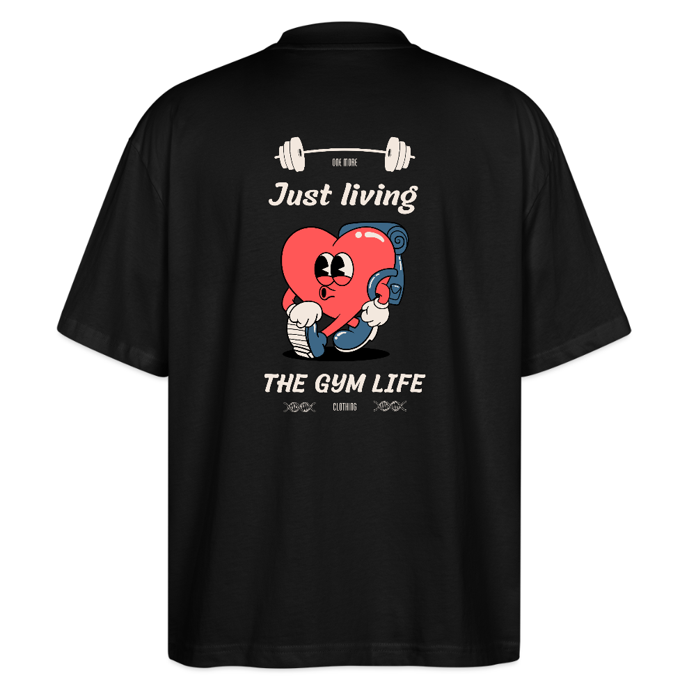 "GYM Life" Oversized Premium Tee Beige Backprint - black