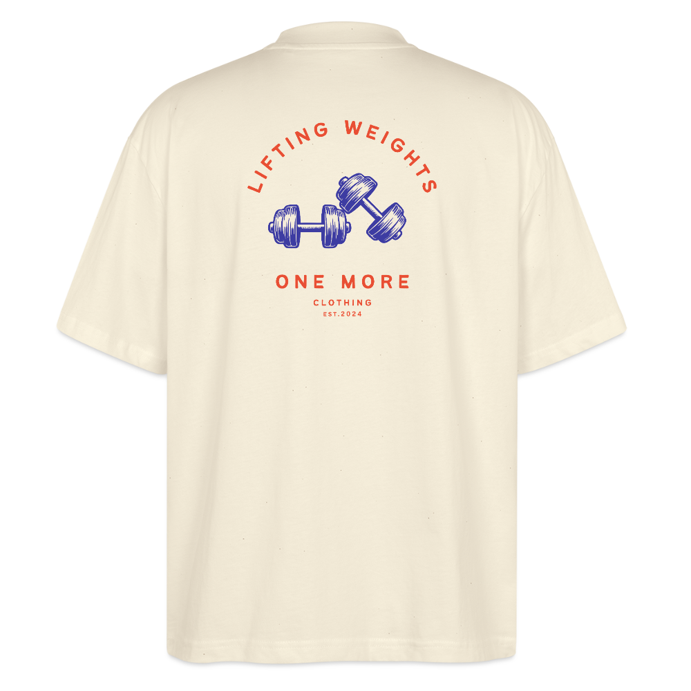 "Lifting Weights" Oversized Premium Tee Backprint - natural raw