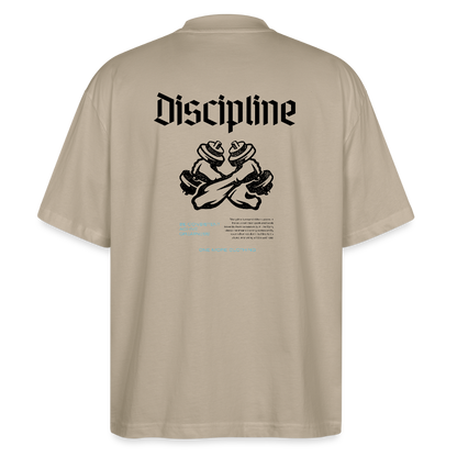 "Discipline" Oversized Premium Tee Black Backprint - stone