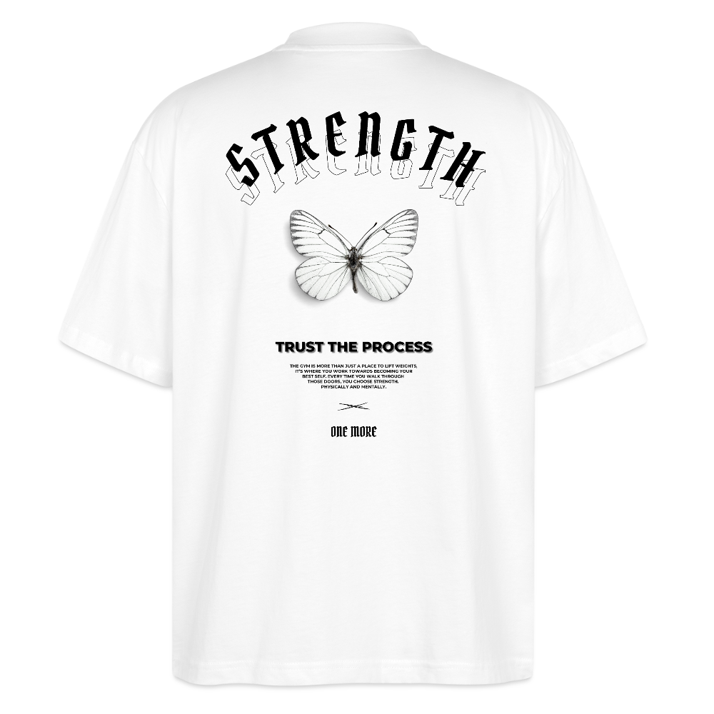 "Strength" Oversized Premium Tee Black Backprint - white