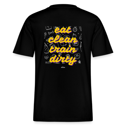 "Eat Clean Train Dirty" Premium Tee White Backprint - black