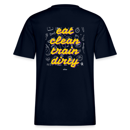 "Eat Clean Train Dirty" Premium Tee White Backprint - french navy