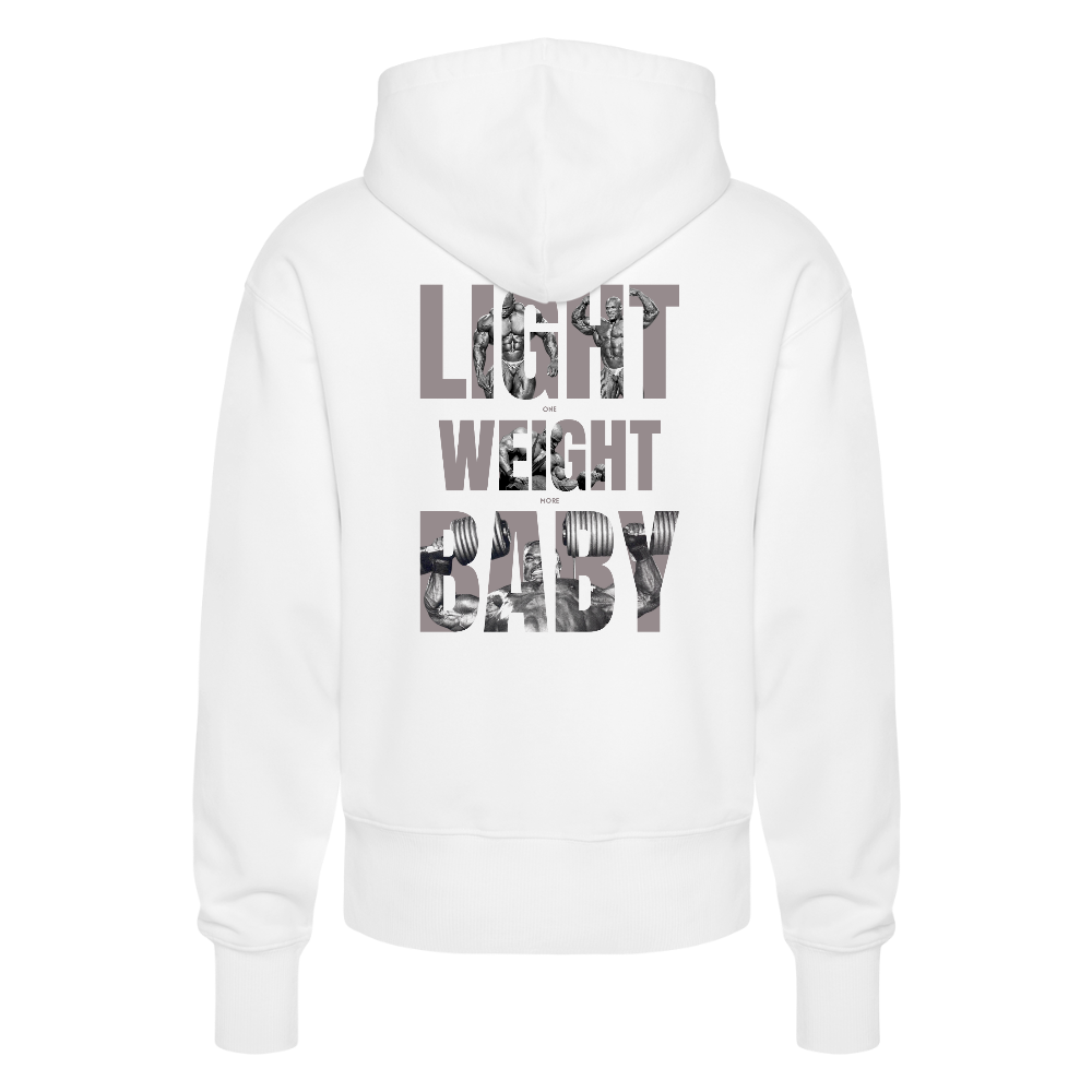"Light Weight" Premium Hoodie Backprint - white