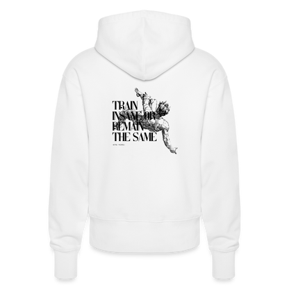"Train Insane" Premium Hoodie Black Backprint - white