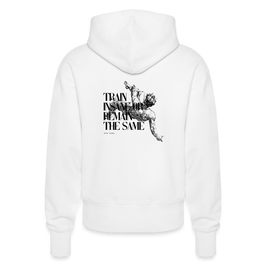 "Train Insane" Premium Hoodie Black Backprint - white