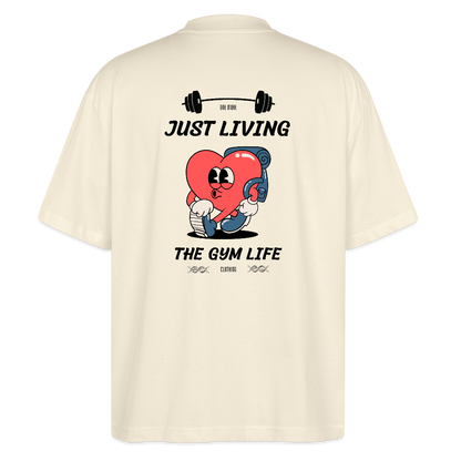 "GYM Life" Oversized Premium Tee Black Backprint - natural raw