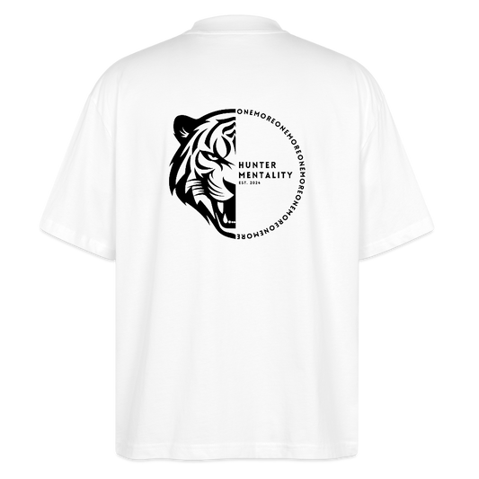 "Hunter Mentality" Oversized Premium Tee Black Backprint - white