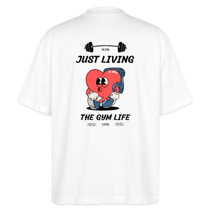 "GYM Life" Oversized Premium Tee Black Backprint - white