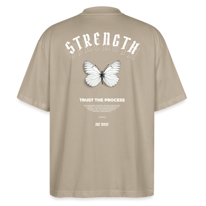 "Strength" Oversized Premium Tee White Backprint - stone