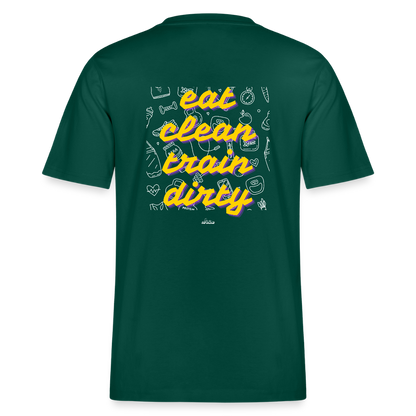 "Eat Clean Train Dirty" Premium Tee White Backprint - forest