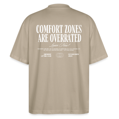 "Comfort Zone" Oversized Premium Tee Backprint - stone