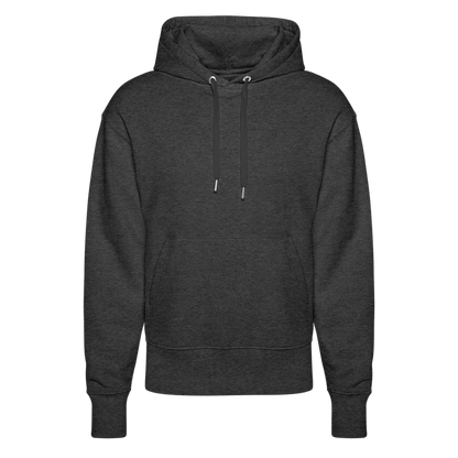 "Discipline" Premium Hoodie White Backprint - dark heather grey