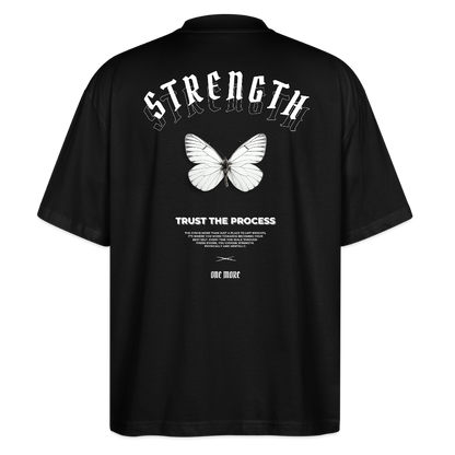 "Strength" Oversized Premium Tee White Backprint - black