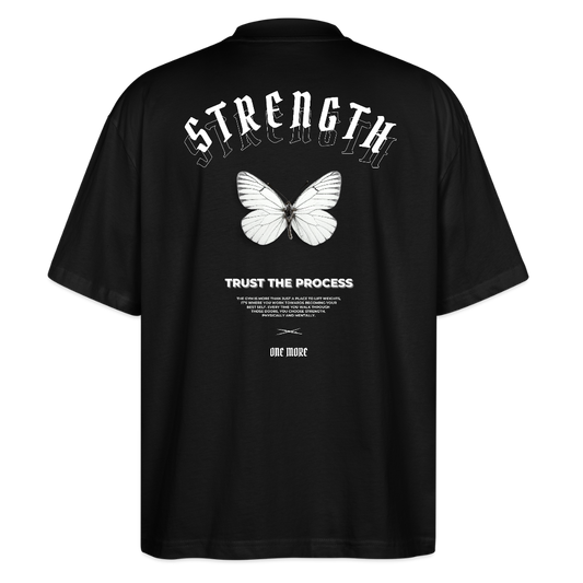 "Strength" Oversized Premium Tee White Backprint - black