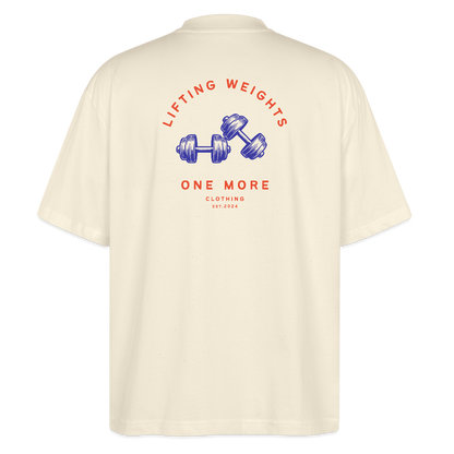 "Lifting Weights" Oversized Premium Tee Backprint - natural raw