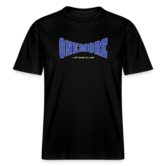"Curved" Premium T-Shirt Blue Frontprint - Schwarz