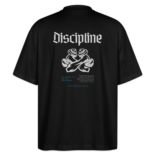 "Discipline" Oversized Premium T-Shirt Grey Backprint - Schwarz