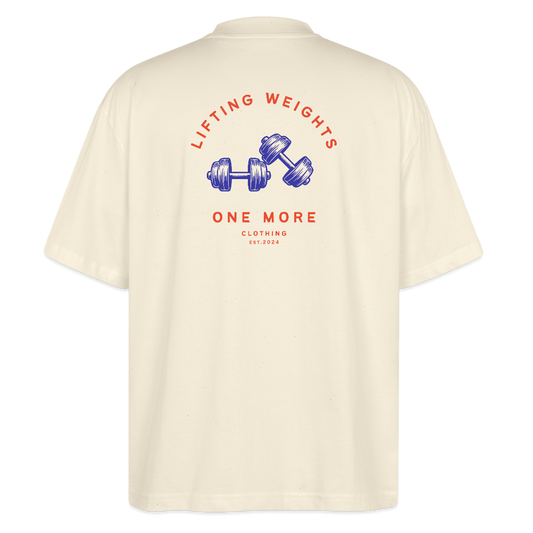 "Lifting Weights" Oversized Premium T-Shirt Backprint - Natur