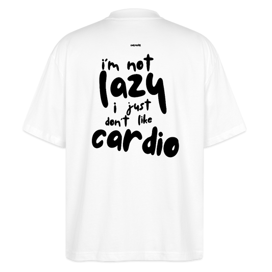 "No Cardio" Oversized Premium T-Shirt Backprint - Weiß